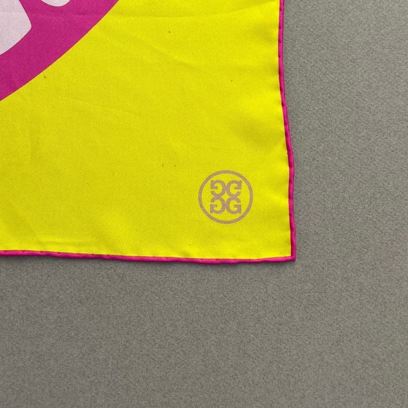 G/Fore Scarf ‘Mother Golfer’ Neon Yellow With Hot Pink 100% Silk-New in Package - Picture 2 of 8